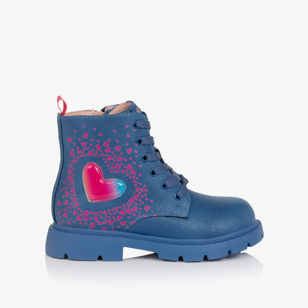 Agatha Ruiz de la Prada-Girls Navy Heart Motif Boots | Childrensalon Outlet