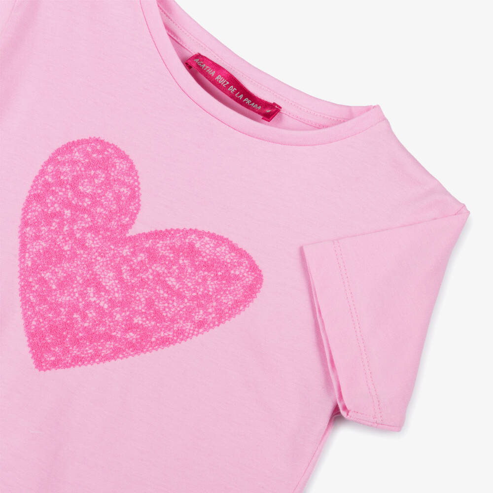 Agatha Ruiz de la Prada-Girls Neon Heart Cotton Tee | Childrensalon Outlet