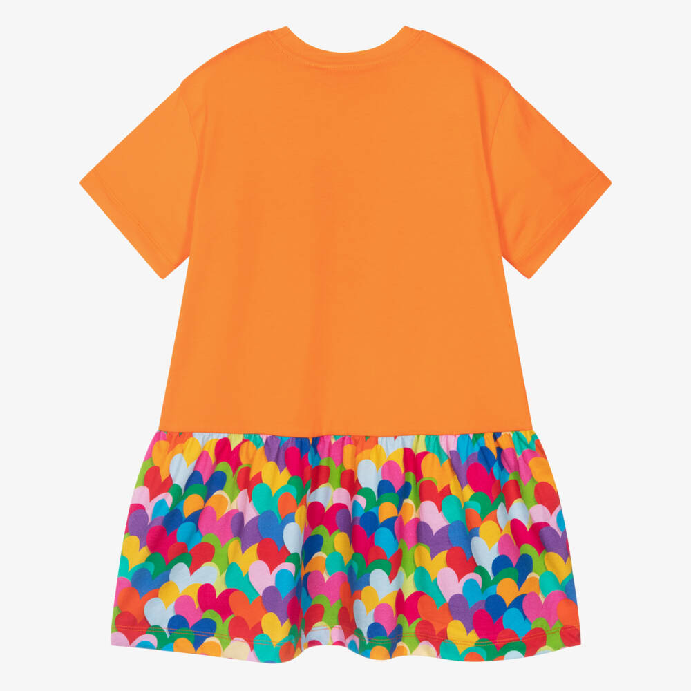 Agatha Ruiz de la Prada-Girls Orange Cotton Flower & Heart Print Dress | Childrensalon Outlet