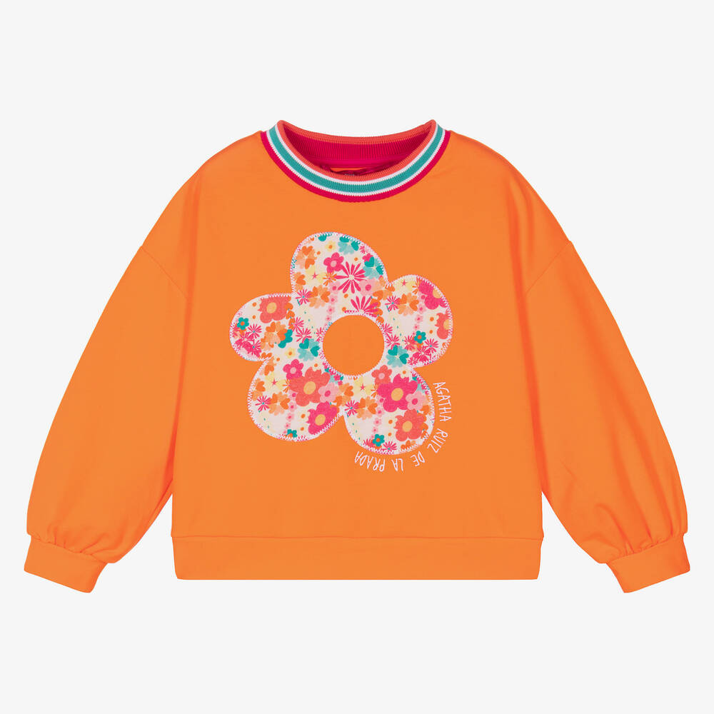 Agatha Ruiz de la Prada - Girls Orange Cotton Jersey Sweatshirt | Childrensalon