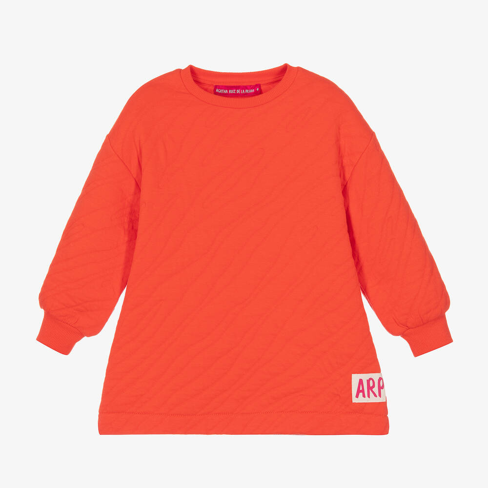 Agatha Ruiz de la Prada - Girls Orange Cotton Logo Dress | Childrensalon