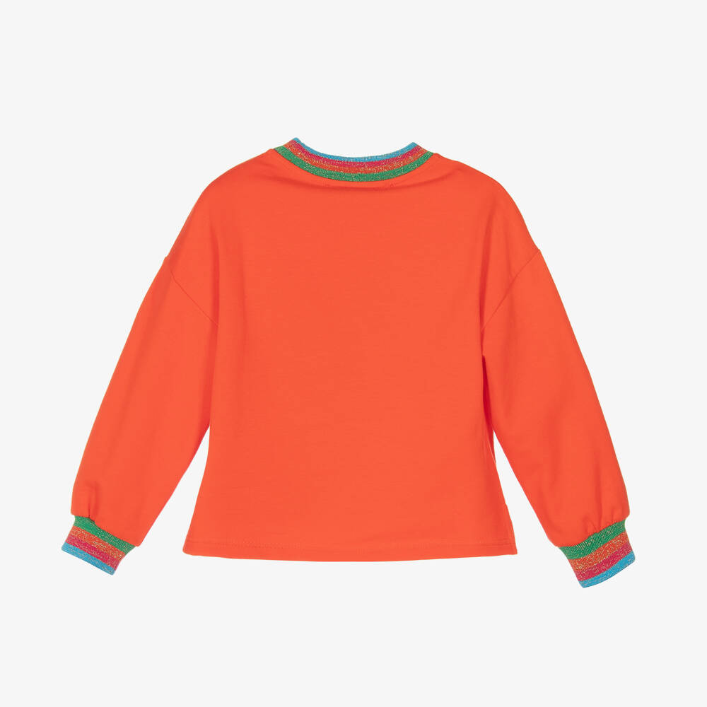 Agatha Ruiz de la Prada-Girls Orange Cotton Logo Heart Sweatshirt | Childrensalon Outlet