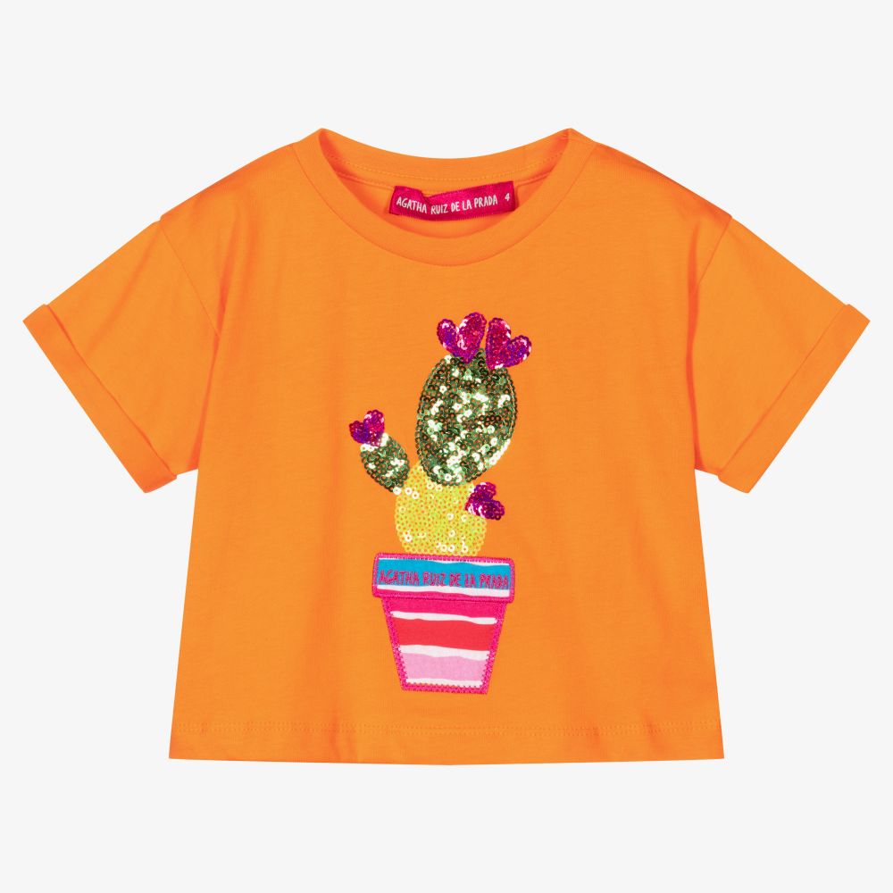 Agatha Ruiz de la Prada - Girls Orange Cotton T-Shirt | Childrensalon