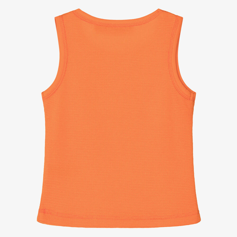 Agatha Ruiz de la Prada-Girls Orange Cotton Vest Top with Sequin Flower | Childrensalon Outlet