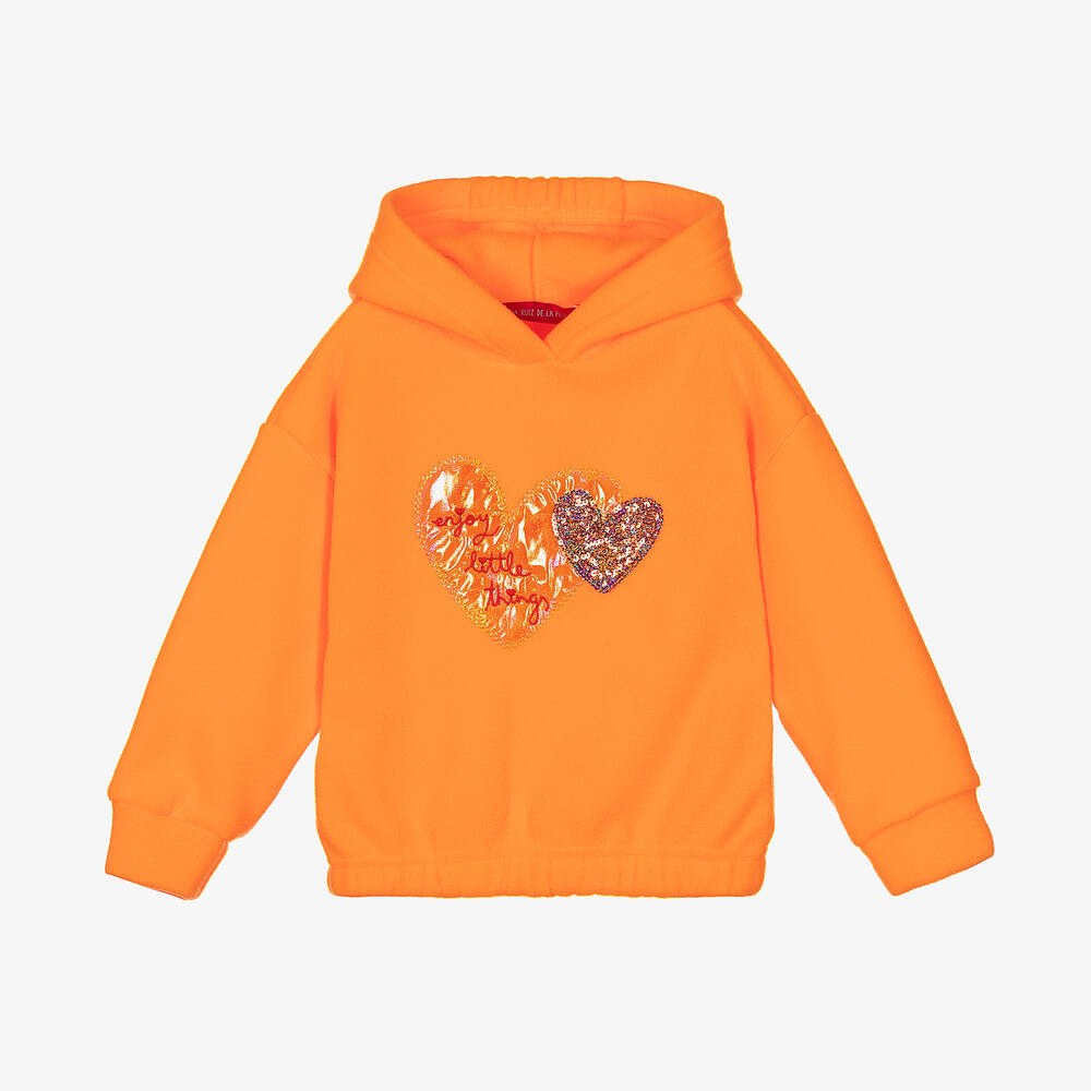 Agatha Ruiz de la Prada-Girls Orange Fleece Hoodie | Childrensalon Outlet