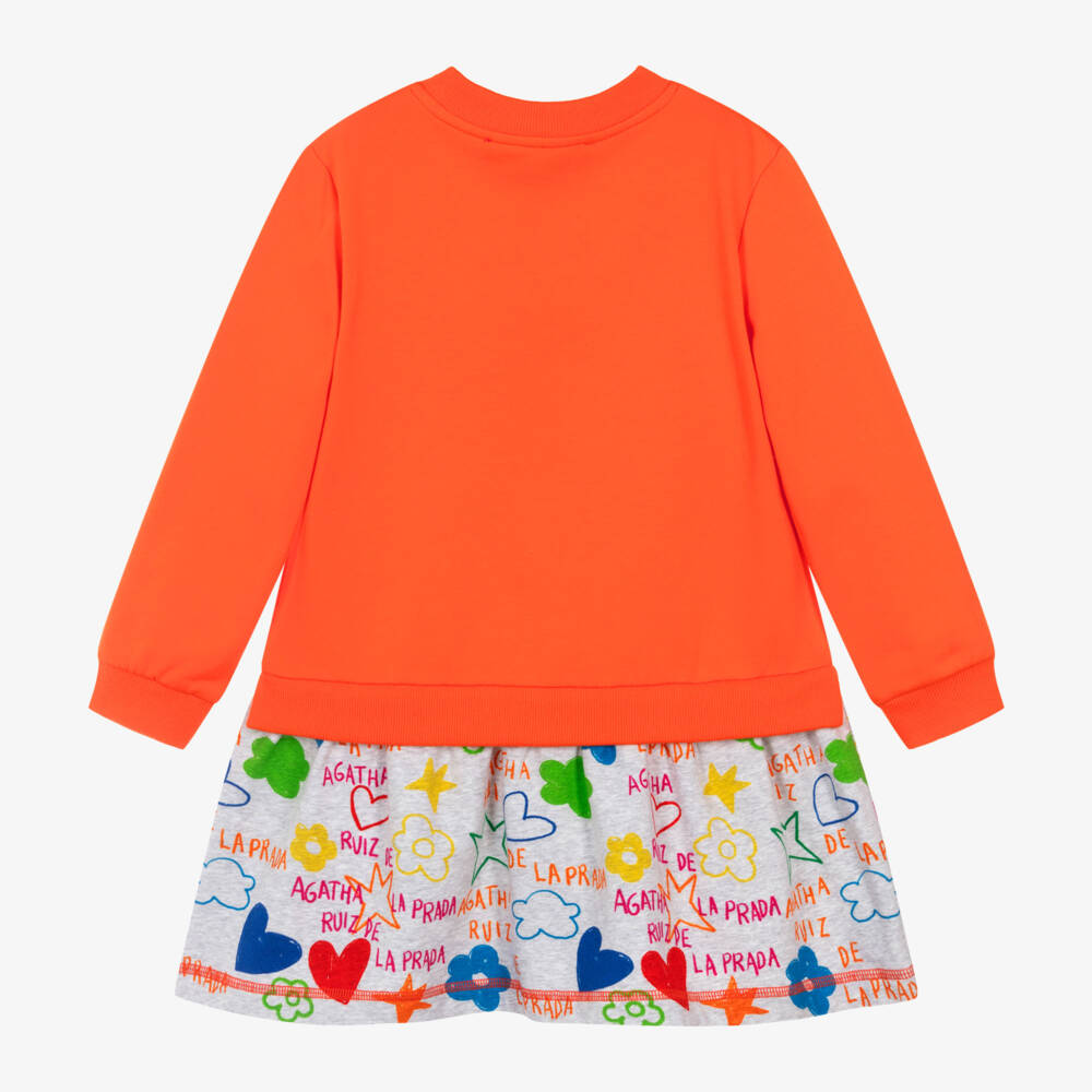 Agatha Ruiz de la Prada-Girls Orange & Grey Star Dress | Childrensalon Outlet