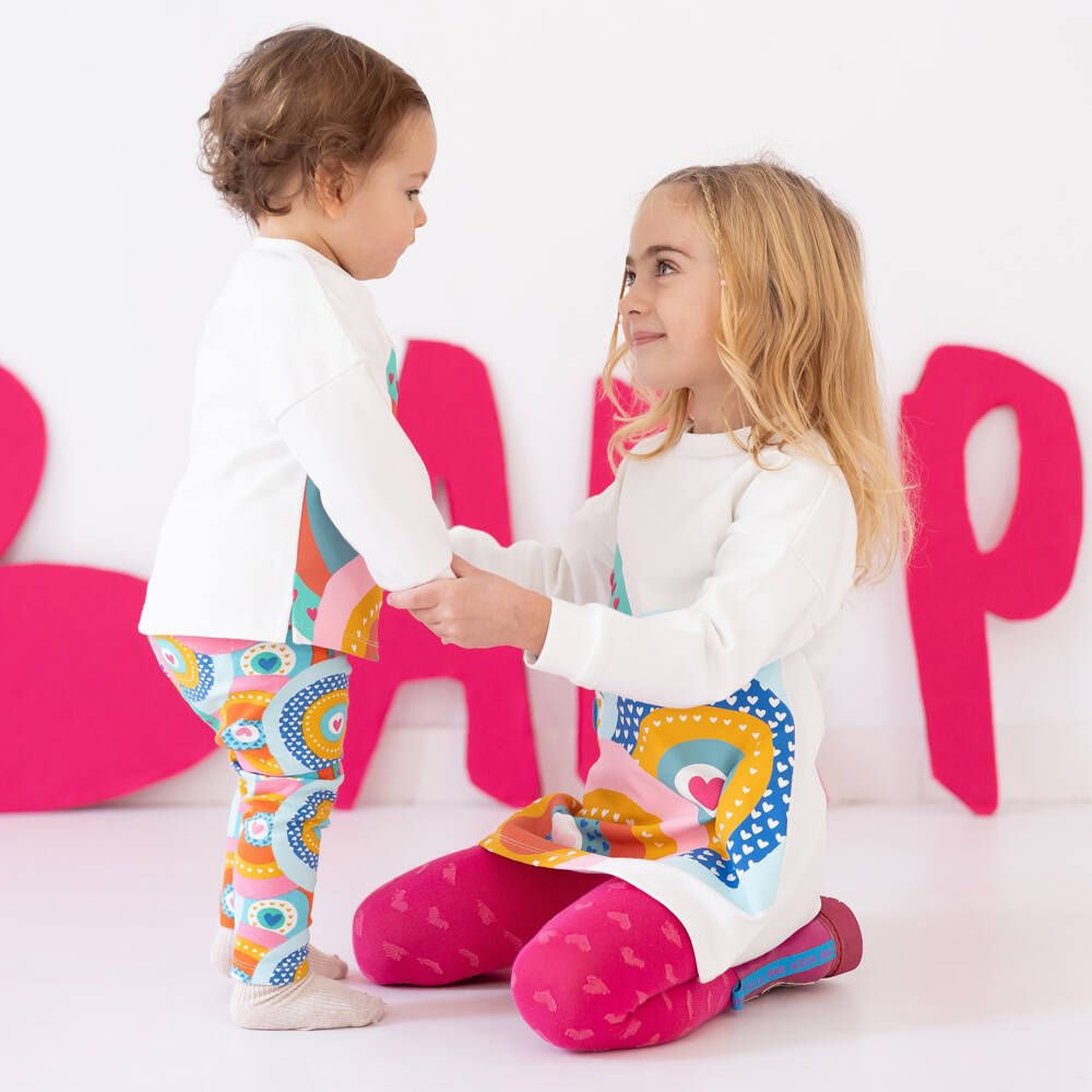 Agatha Ruiz de la Prada-Girls Orange Heart Leggings Outfit | Childrensalon Outlet