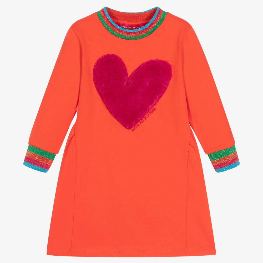 Agatha Ruiz de la Prada - Girls Orange Sweatshirt Dress | Childrensalon