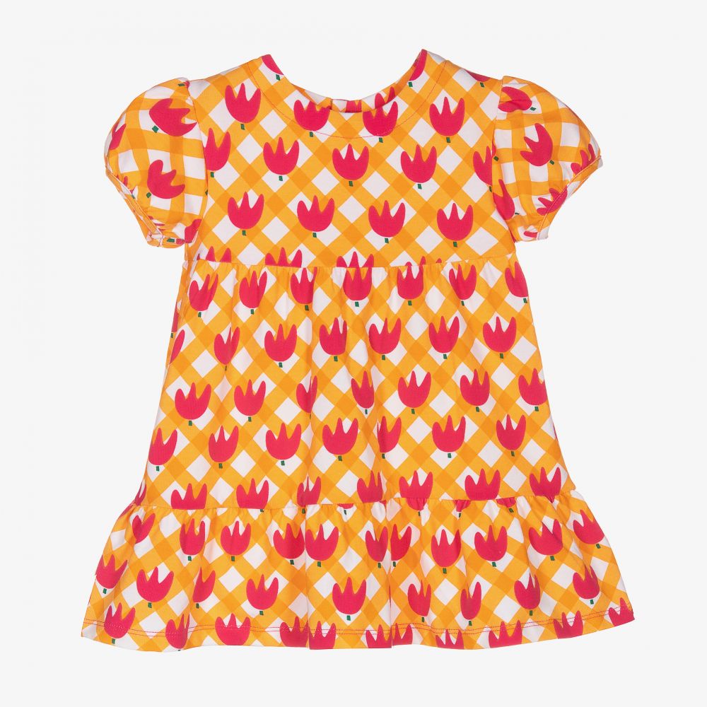 Agatha Ruiz de la Prada - Oranges Kleid mit Tulpenmuster (M) | Childrensalon