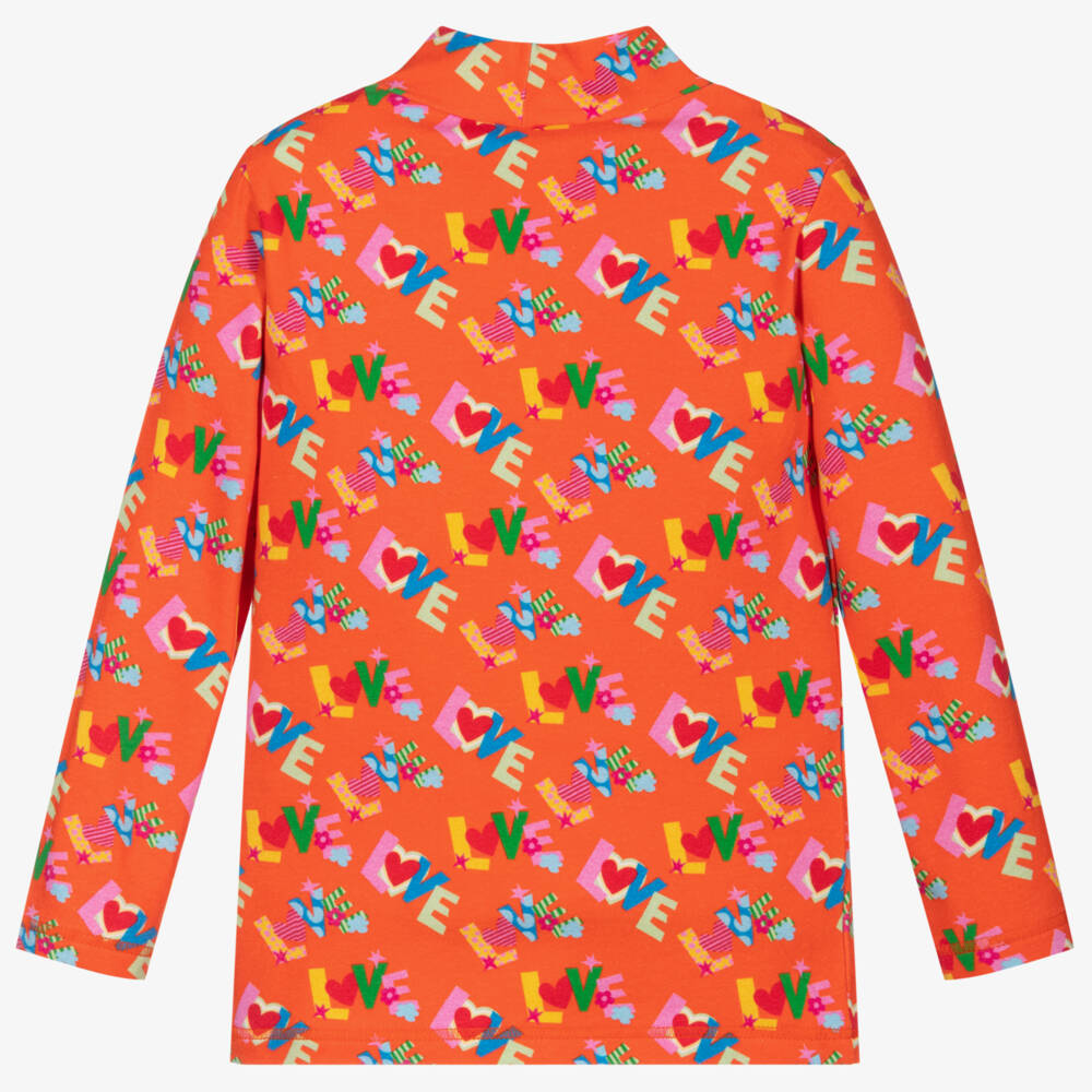 Agatha Ruiz de la Prada-توب بياقة عالية قطن جيرسي لون برتقالي للبنات | Childrensalon Outlet