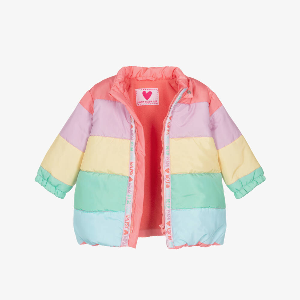 Agatha Ruiz de la Prada-Girls Pastel Stripe Puffer Jacket | Childrensalon Outlet