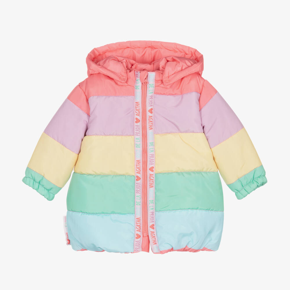 Agatha Ruiz de la Prada-Girls Pastel Stripe Puffer Jacket | Childrensalon Outlet