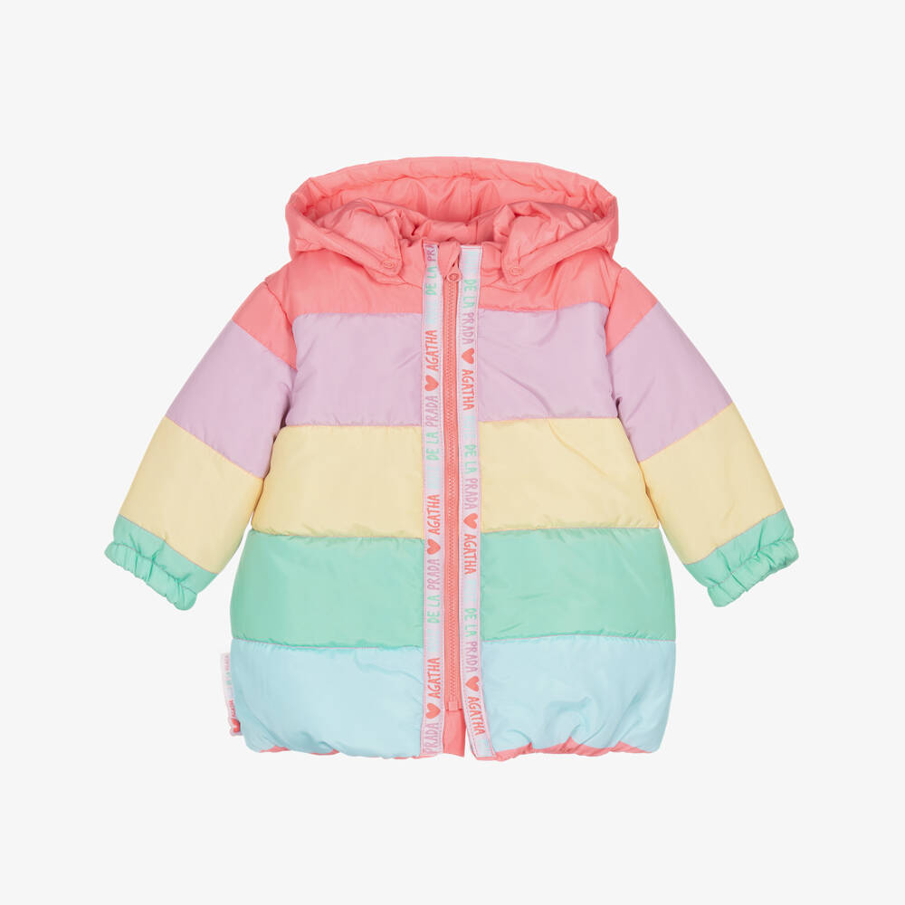 Agatha Ruiz de la Prada-Girls Pastel Stripe Puffer Jacket | Childrensalon Outlet