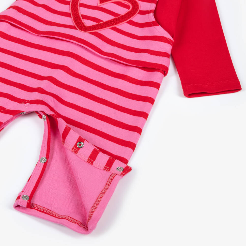 Agatha Ruiz de la Prada-Girls Pink and Red Striped Babygrow | Childrensalon Outlet