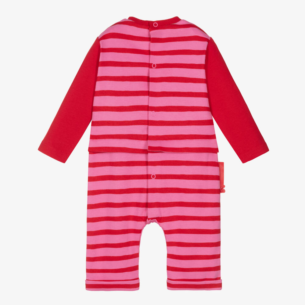 Agatha Ruiz de la Prada-Girls Pink and Red Striped Babygrow | Childrensalon Outlet
