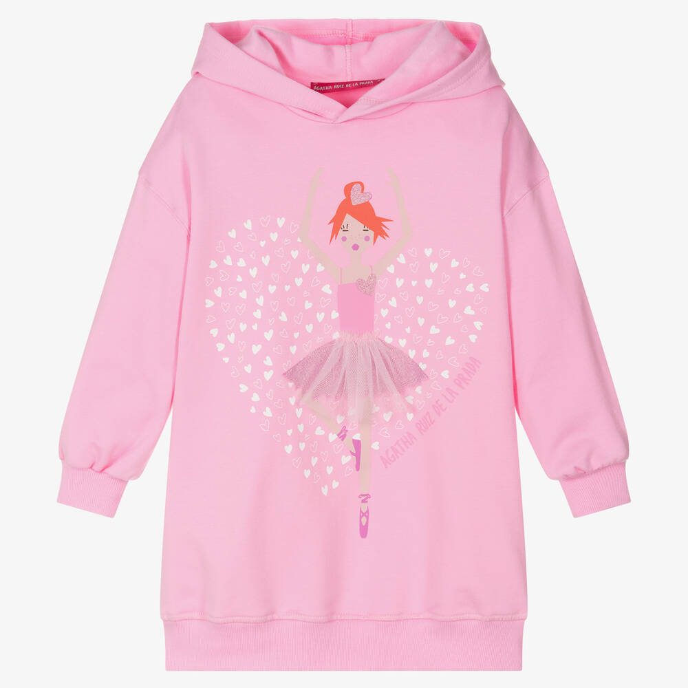 Agatha Ruiz de la Prada - Girls Pink Ballerina Sweatshirt Dress | Childrensalon