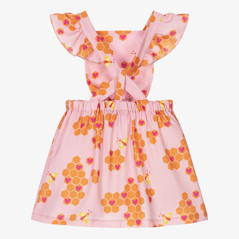 Agatha Ruiz de la Prada-Girls Pink Bee Pinafore Dress | Childrensalon Outlet
