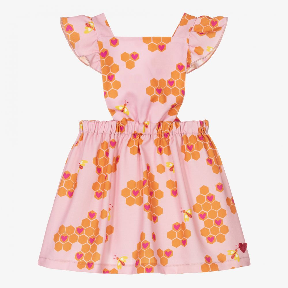 Agatha Ruiz de la Prada - Robe chasuble rose abeille Fille | Childrensalon