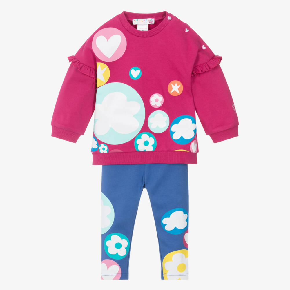 Agatha Ruiz de la Prada-بنطلون ليقنز وردي وأزرق للبنات | Childrensalon Outlet