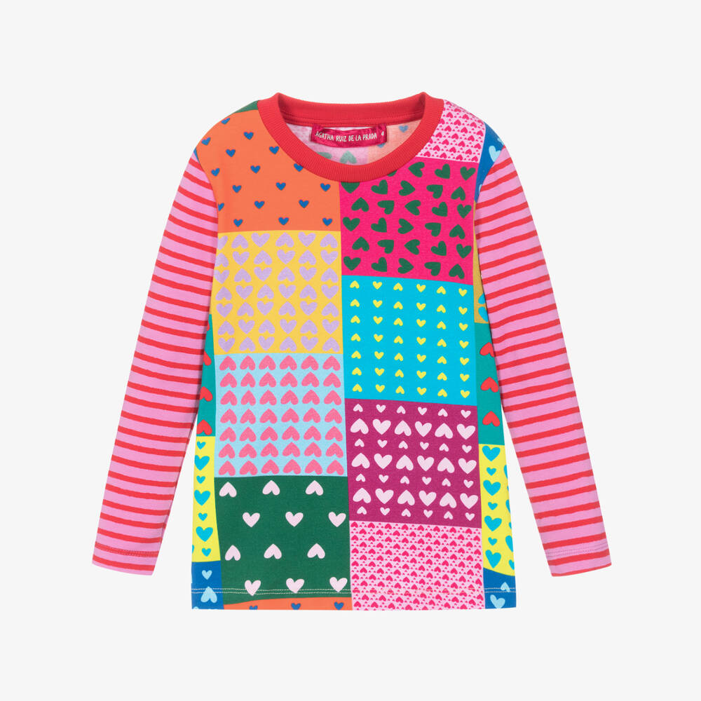 Agatha Ruiz de la Prada-توب بطبعة باتشورك قطن جيرسي لون زهري وأزرق | Childrensalon Outlet