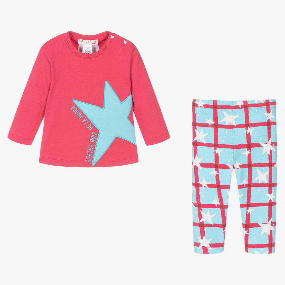 Agatha Ruiz de la Prada-Girls Pink & Blue Stars Leggings Set | Childrensalon Outlet