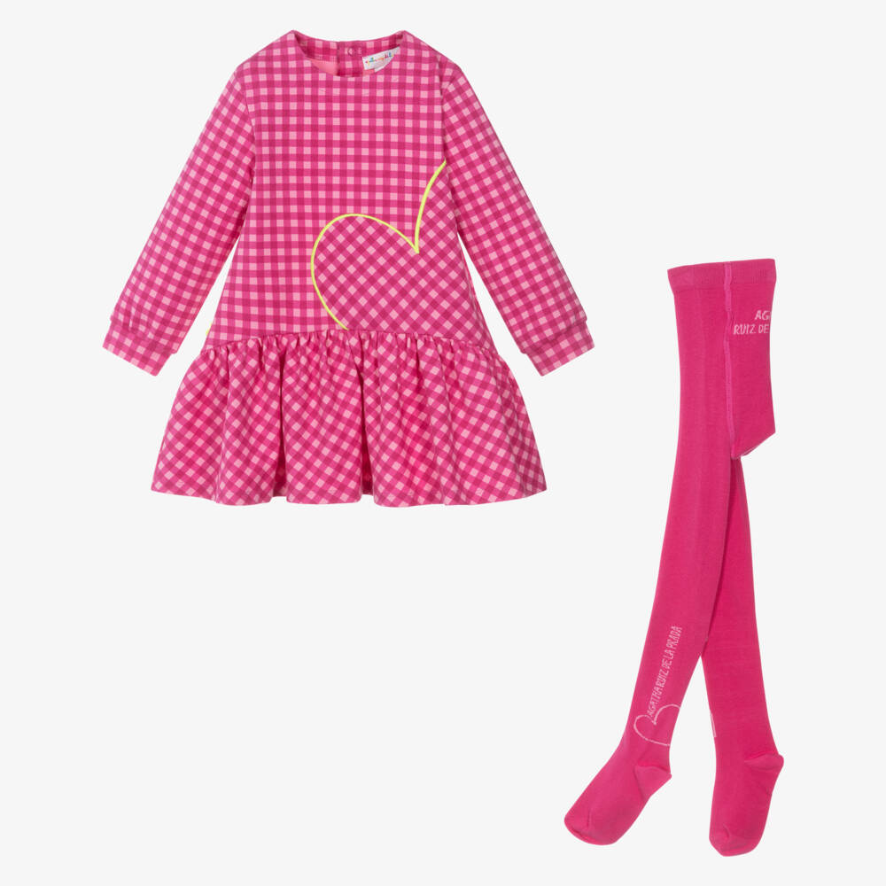 Agatha Ruiz de la Prada-Нарядное платье в клетку розового цвета для девочек | Childrensalon Outlet