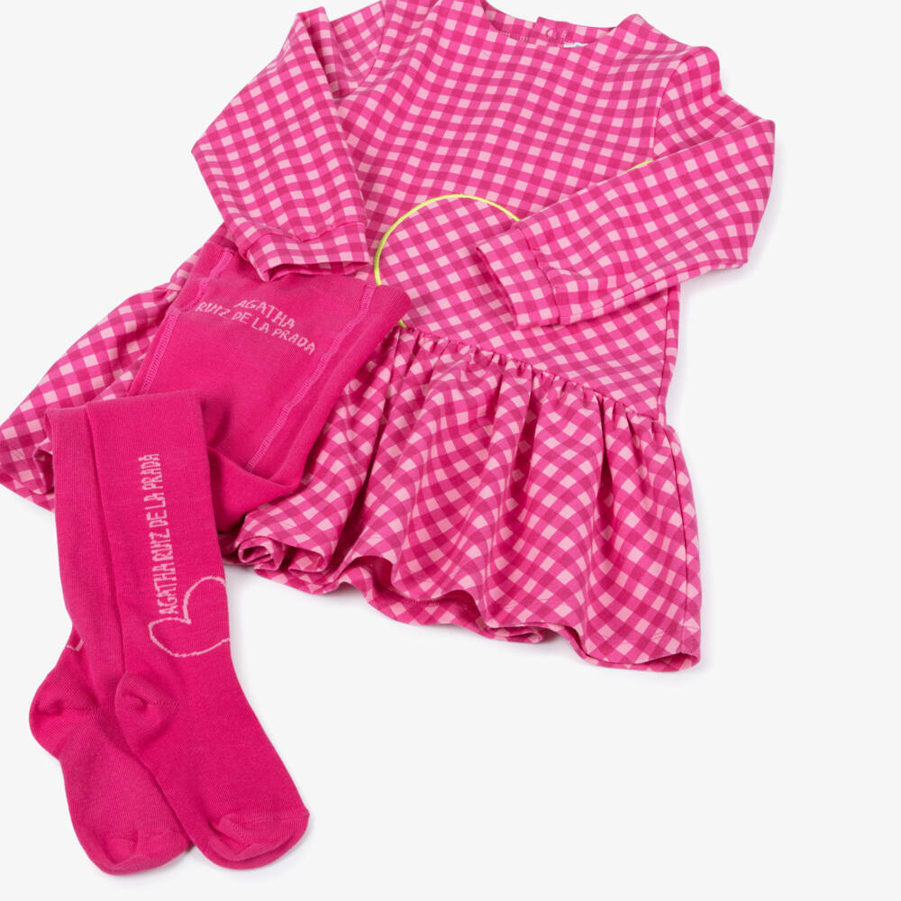 Agatha Ruiz de la Prada-Нарядное платье в клетку розового цвета для девочек | Childrensalon Outlet