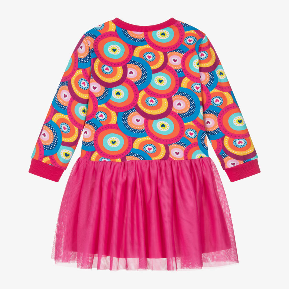 اجاثا رويز دي لا برادا-فستان بطبعة دوائر تول وقطن لون زهري | Childrensalon Outlet