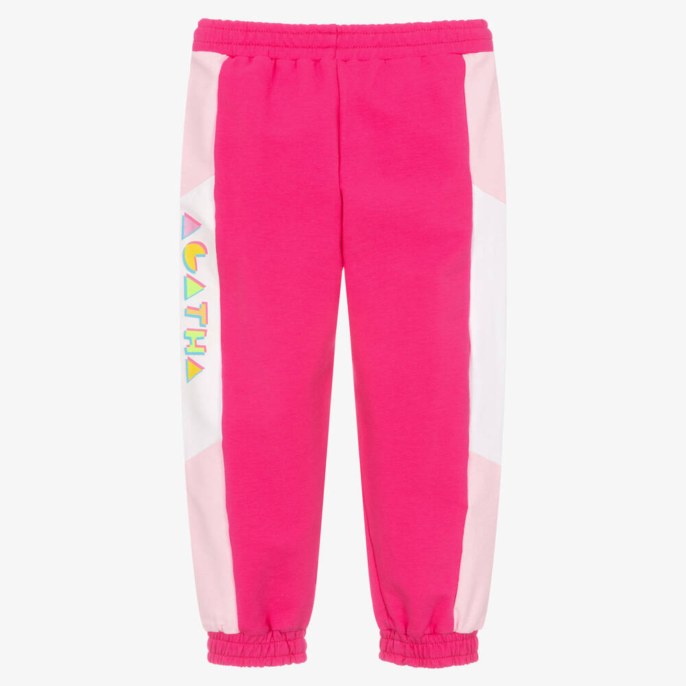 Agatha Ruiz de la Prada-Girls Pink Colourblock Cotton Joggers  | Childrensalon Outlet