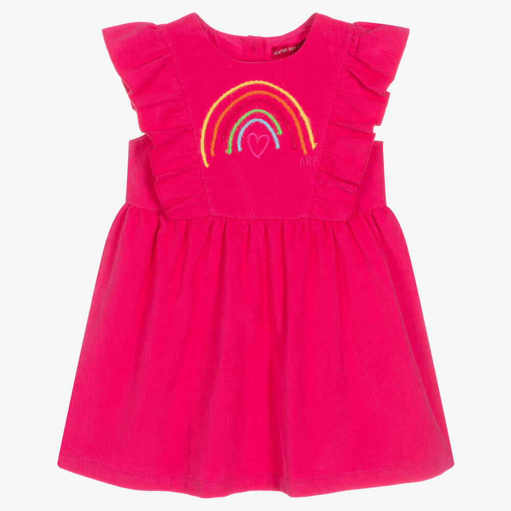 Agatha Ruiz de la Prada-فستان قطن كوردروي لون زهري | Childrensalon Outlet