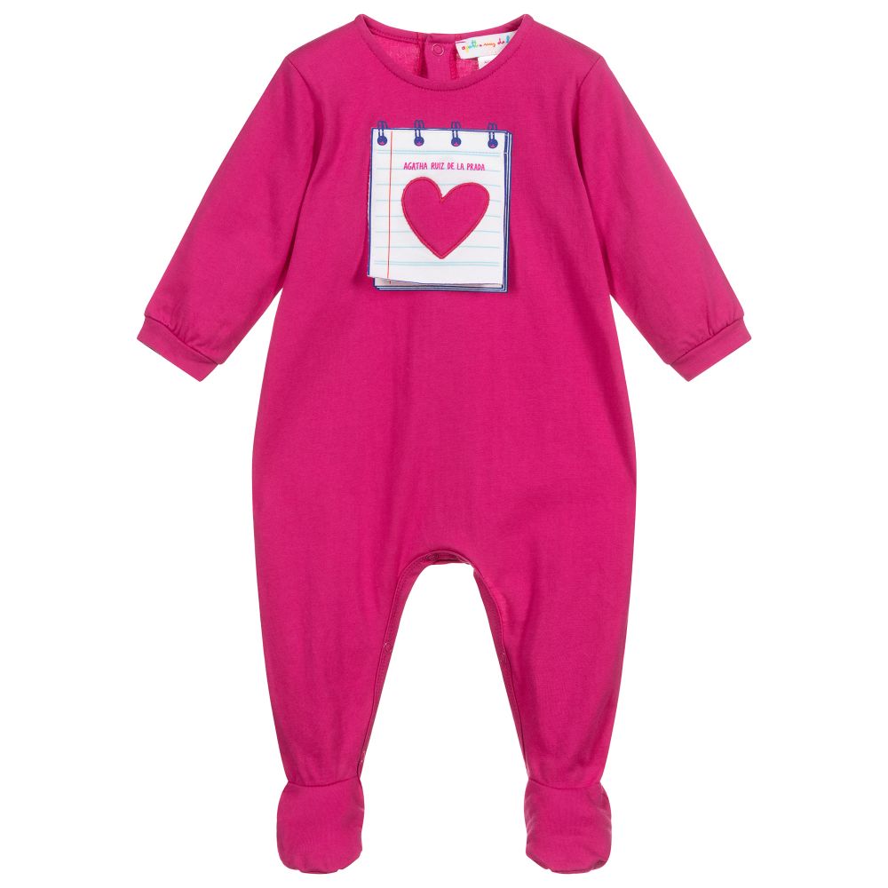 Agatha Ruiz de la Prada - Girls Pink Cotton Babygrow | Childrensalon