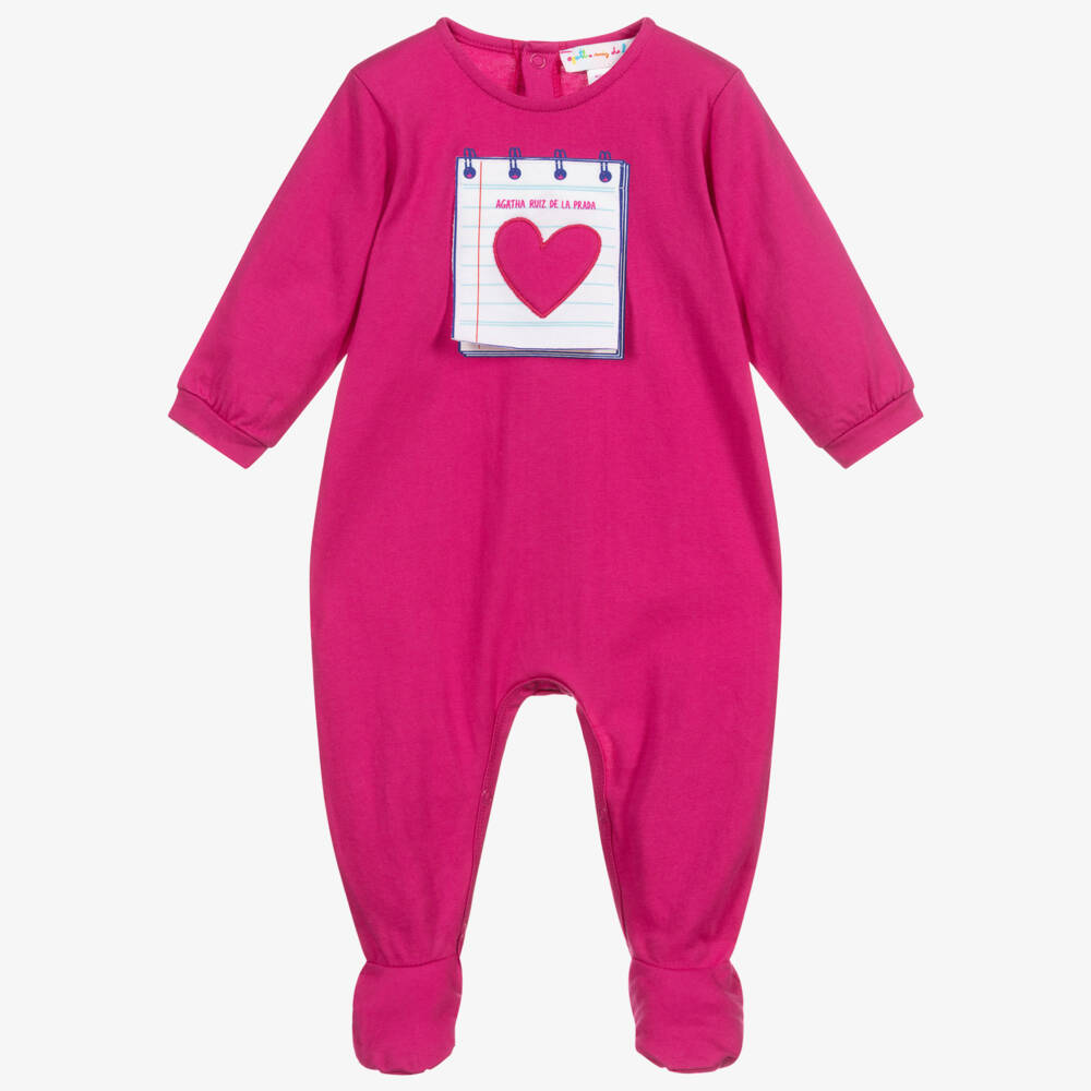 Agatha Ruiz de la Prada-Girls Pink Cotton Babygrow | Childrensalon Outlet