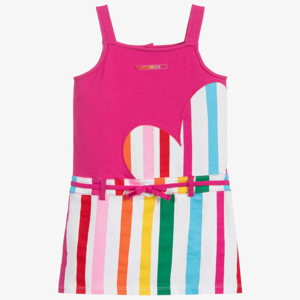 Agatha Ruiz de la Prada-Girls Pink Cotton Dress | Childrensalon Outlet