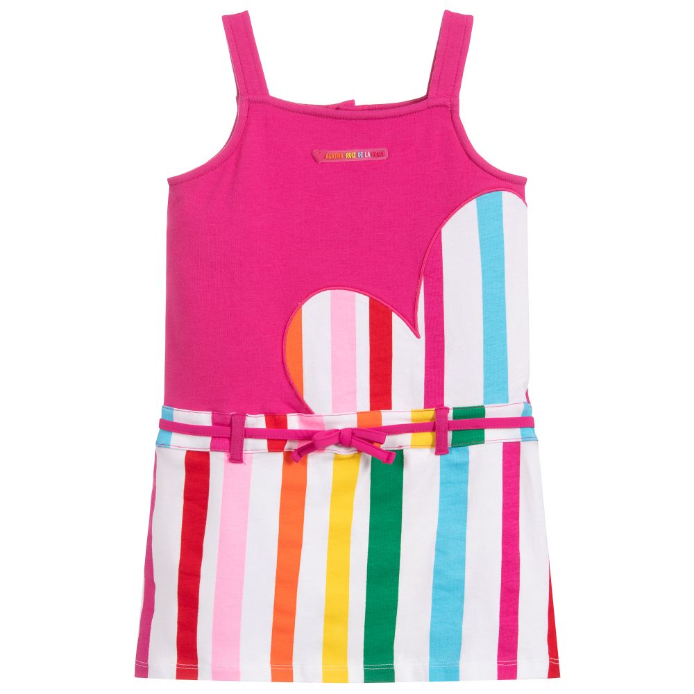 Agatha Ruiz de la Prada-Girls Pink Cotton Dress | Childrensalon Outlet