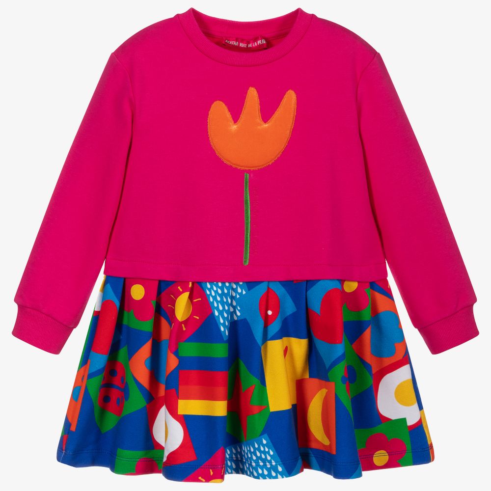 Agatha Ruiz de la Prada - Girls Pink Cotton Dress | Childrensalon