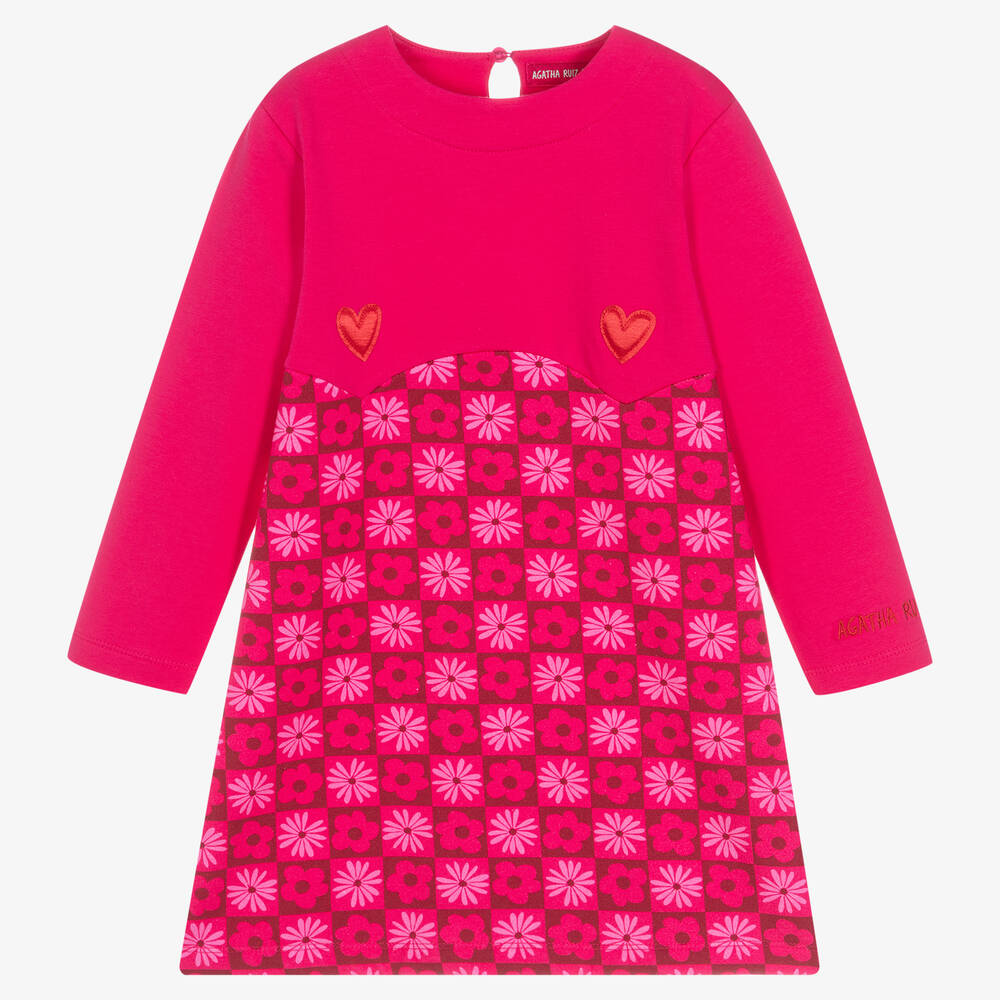 Agatha Ruiz de la Prada-فستان قطن جيرسي لون زهري | Childrensalon Outlet