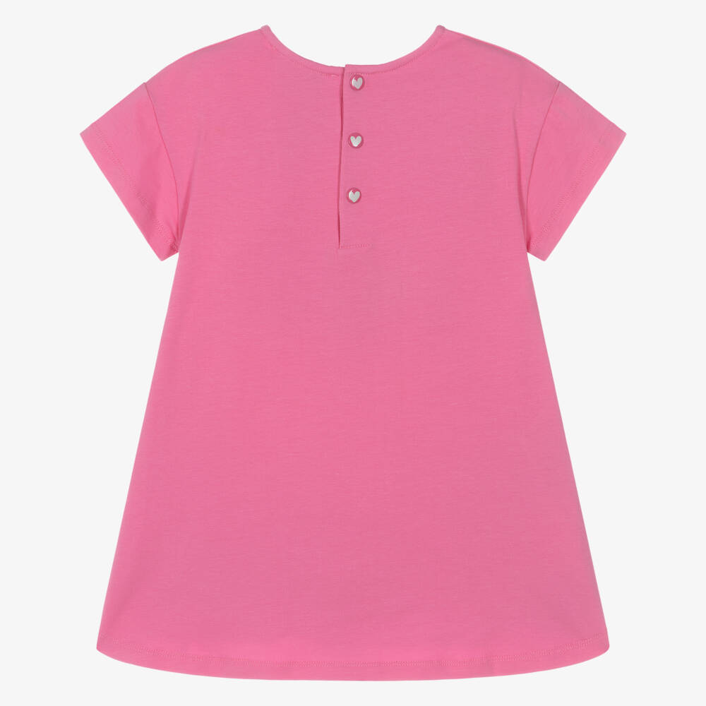 Agatha Ruiz de la Prada-Girls Pink Cotton Dress with Floral Appliqués | Childrensalon Outlet