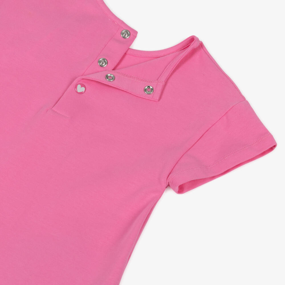 Agatha Ruiz de la Prada-Girls Pink Cotton Dress with Floral Appliqués | Childrensalon Outlet