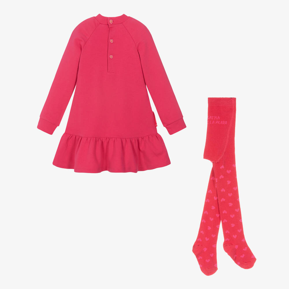 Agatha Ruiz de la Prada-Girls Pink Cotton Heart Dress Set | Childrensalon Outlet