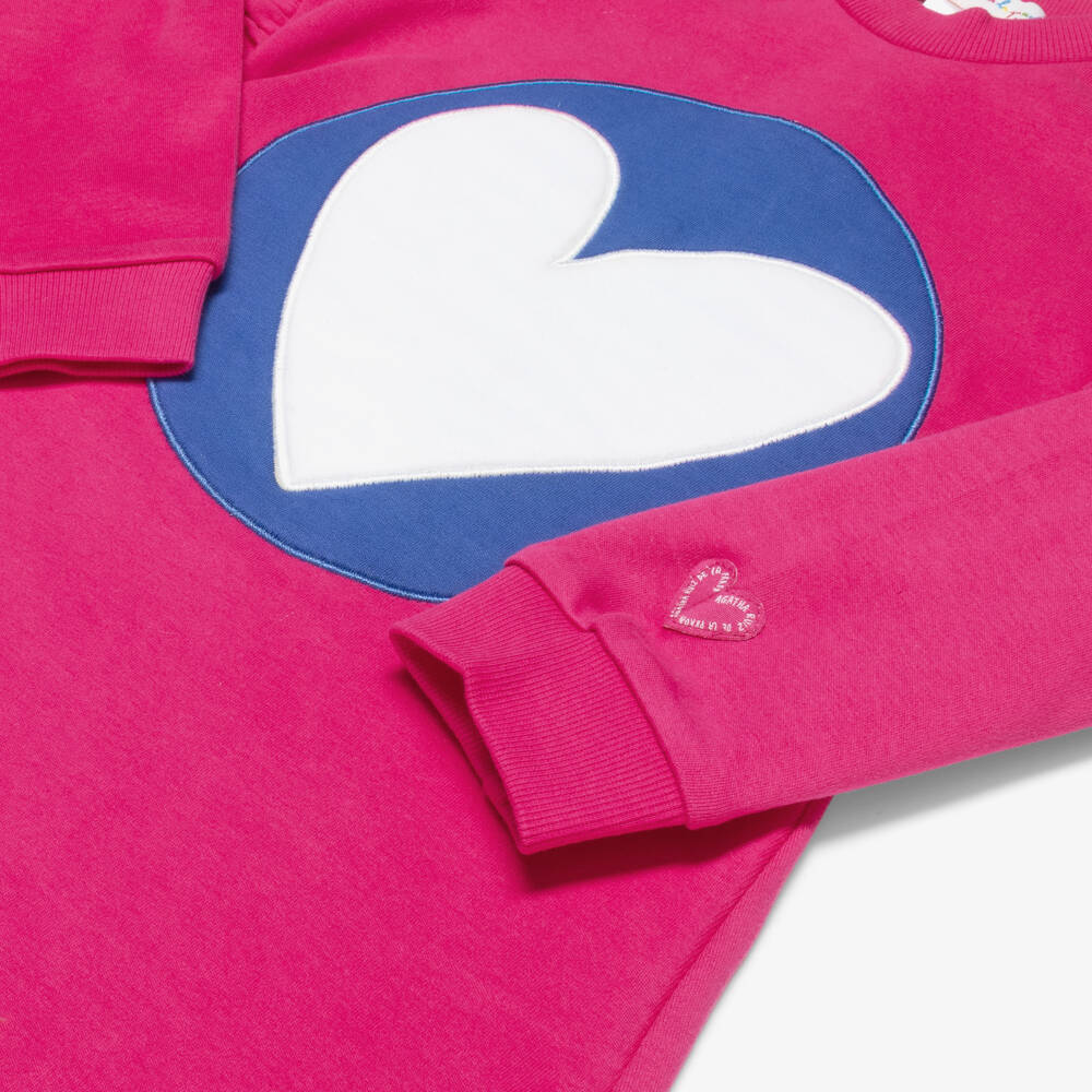 Agatha Ruiz de la Prada-Girls Pink Cotton Heart Dress & Striped Tights Set | Childrensalon Outlet
