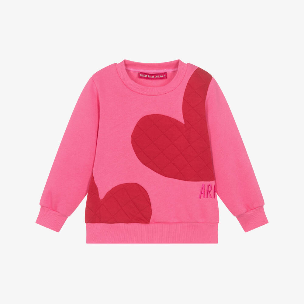 Agatha Ruiz de la Prada-Girls Pink Cotton Heart Sweatshirt | Childrensalon Outlet