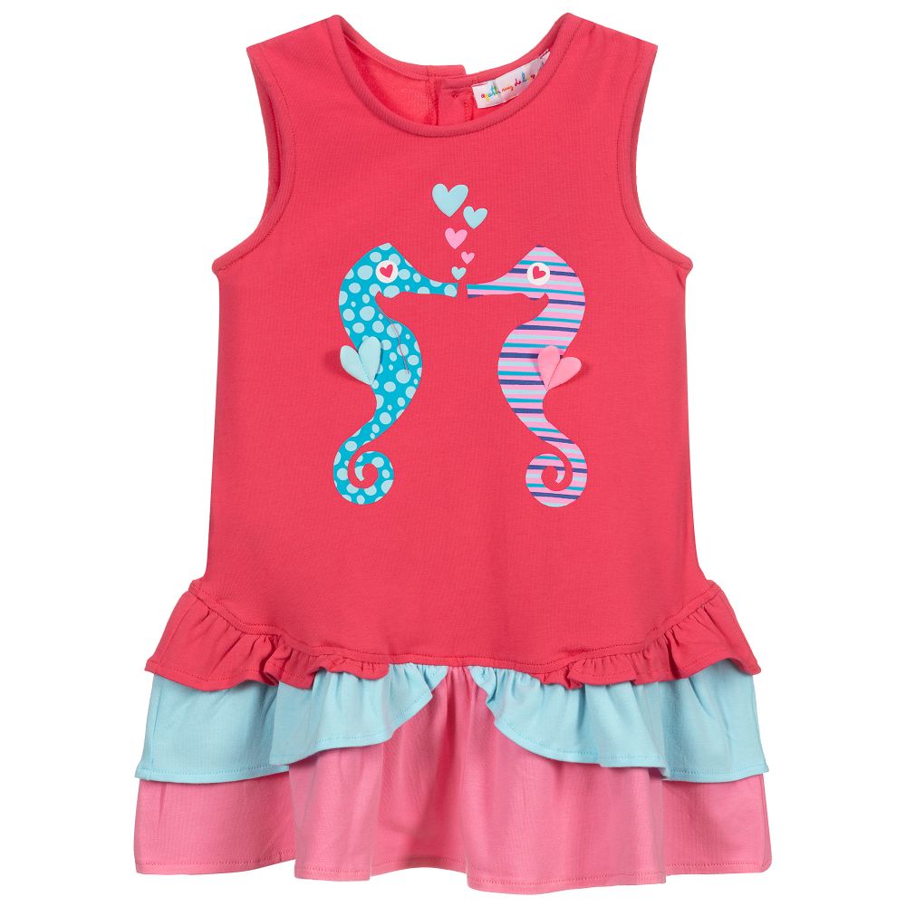 Agatha Ruiz de la Prada - Girls Pink Cotton Jersey Dress | Childrensalon