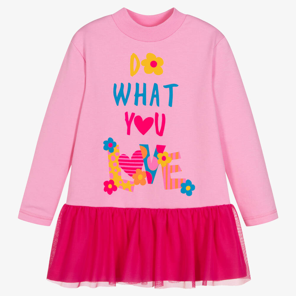Agatha Ruiz de la Prada - Girls Pink Cotton Jersey Dress | Childrensalon
