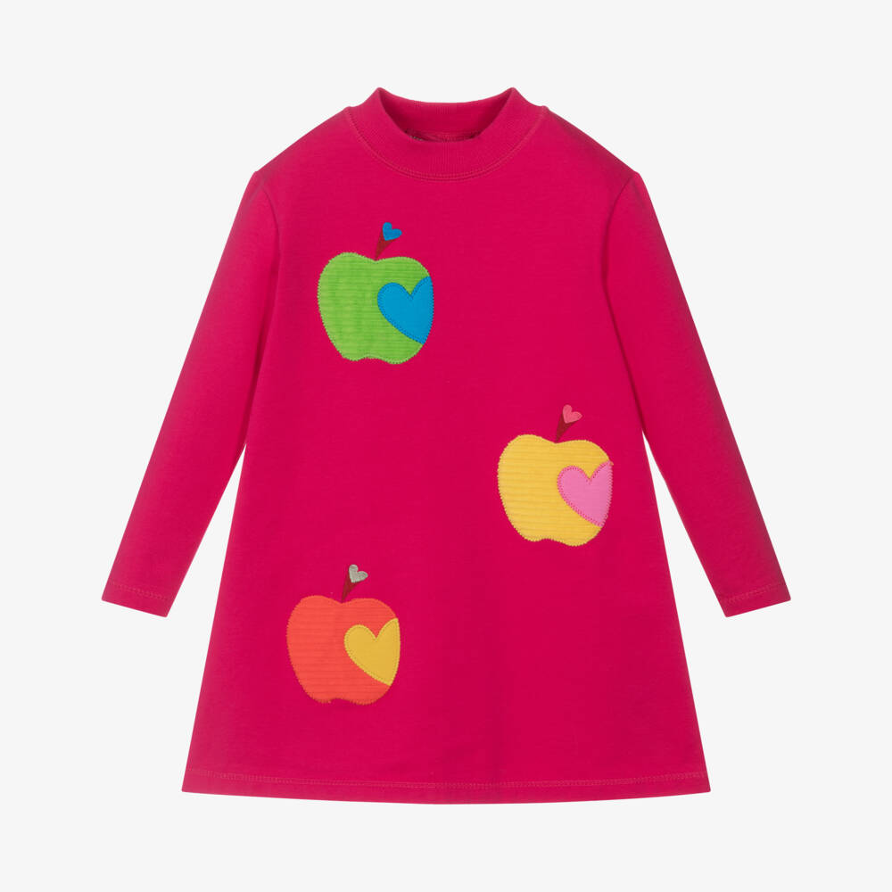 Agatha Ruiz de la Prada-Платье из розового трикотажа с яблоками для девочек | Childrensalon Outlet