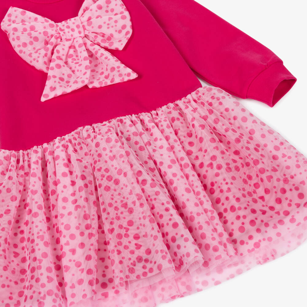 Agatha Ruiz de la Prada-فستان تول وردي بنقاط بولكا للبنات | Childrensalon Outlet