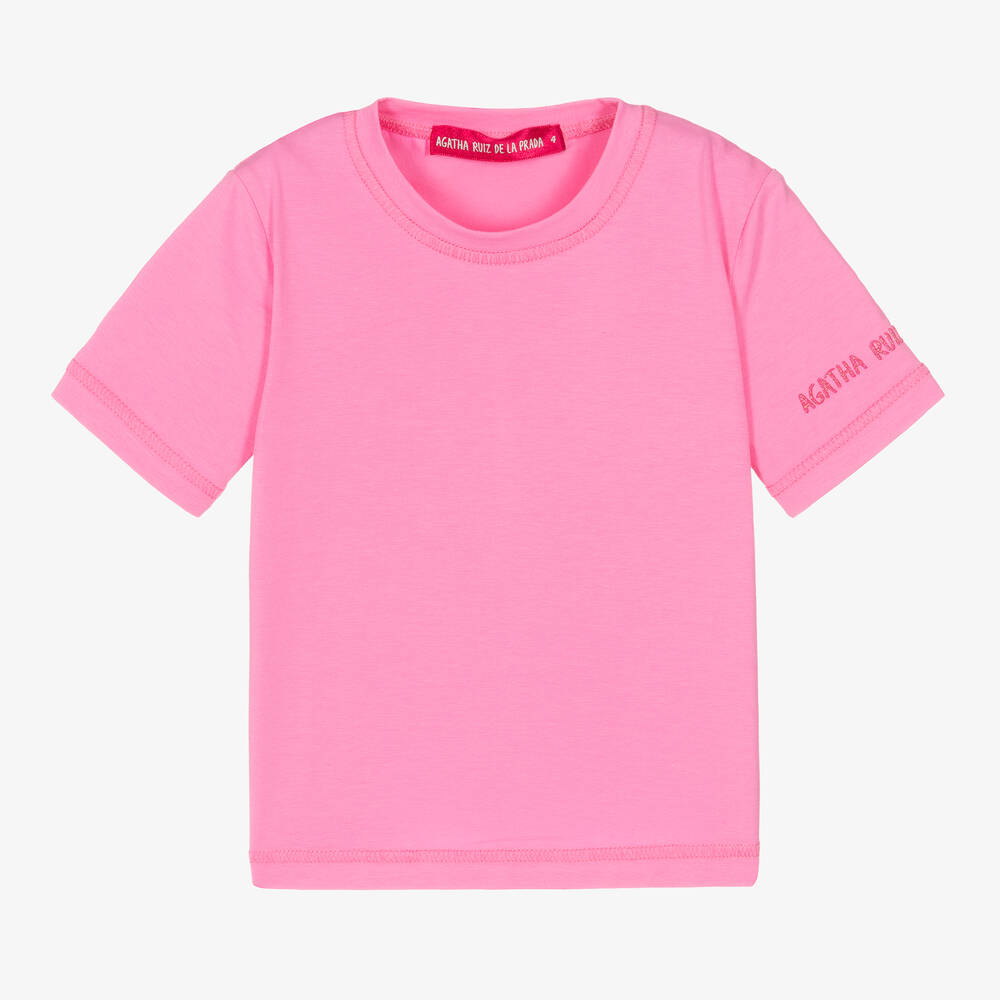 Agatha Ruiz de la Prada - Girls Pink Cotton Jersey T-Shirt | Childrensalon