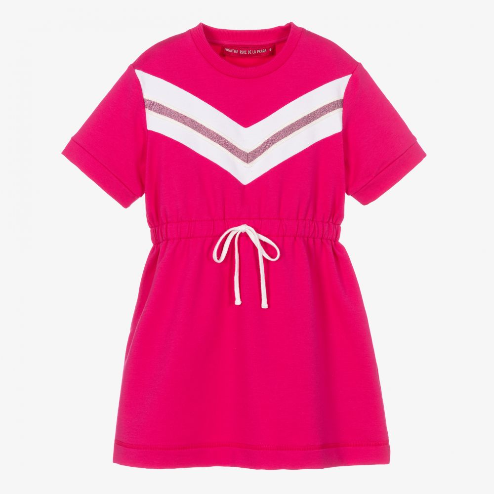 Agatha Ruiz de la Prada - Girls Pink Cotton Logo Dress | Childrensalon