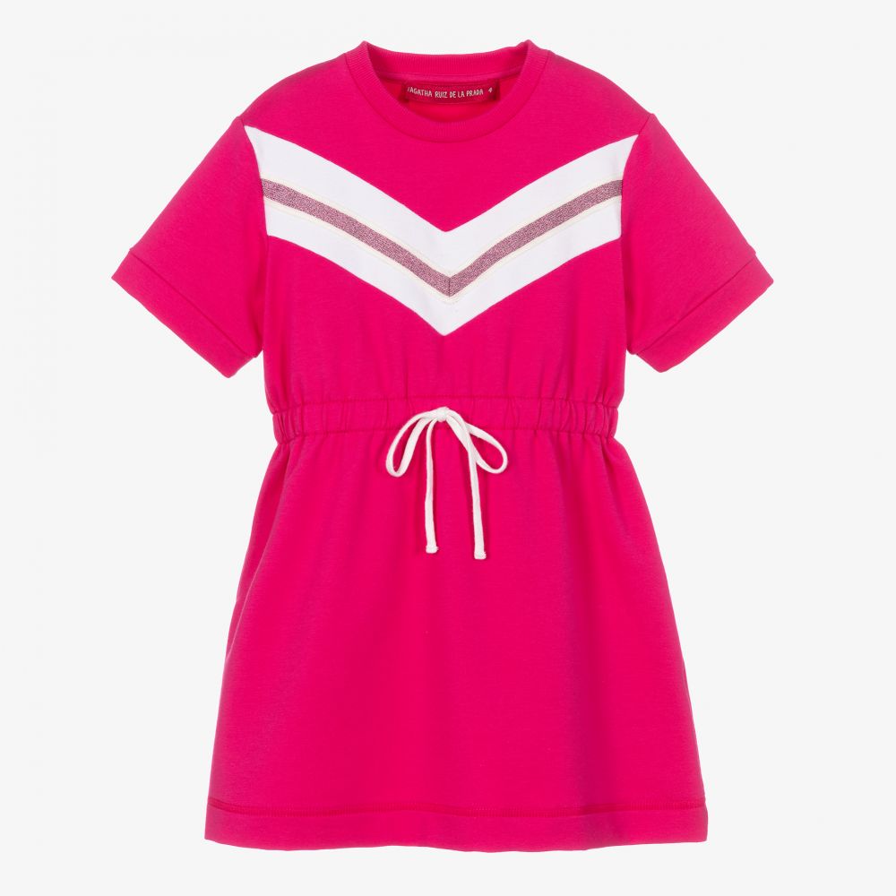 Agatha Ruiz de la Prada-Girls Pink Cotton Logo Dress | Childrensalon Outlet