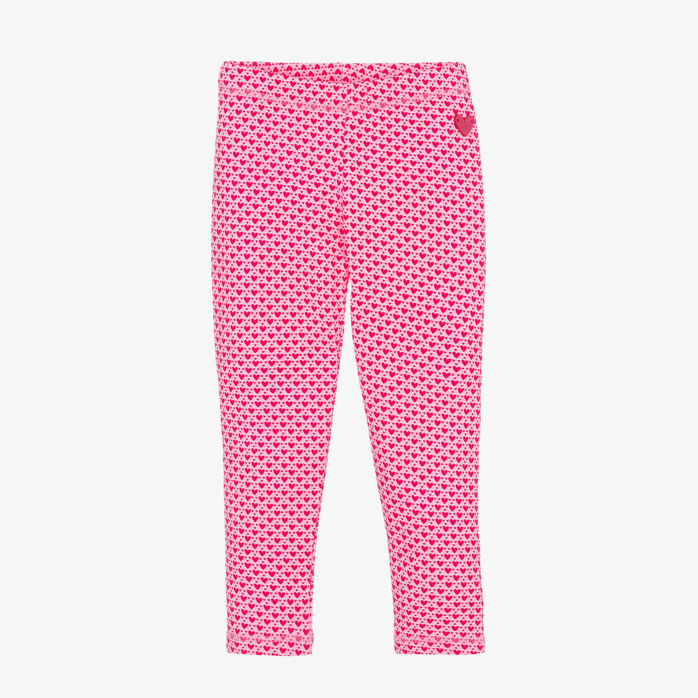 Agatha Ruiz de la Prada - Girls Pink Cotton Logo Heart Leggings | Childrensalon