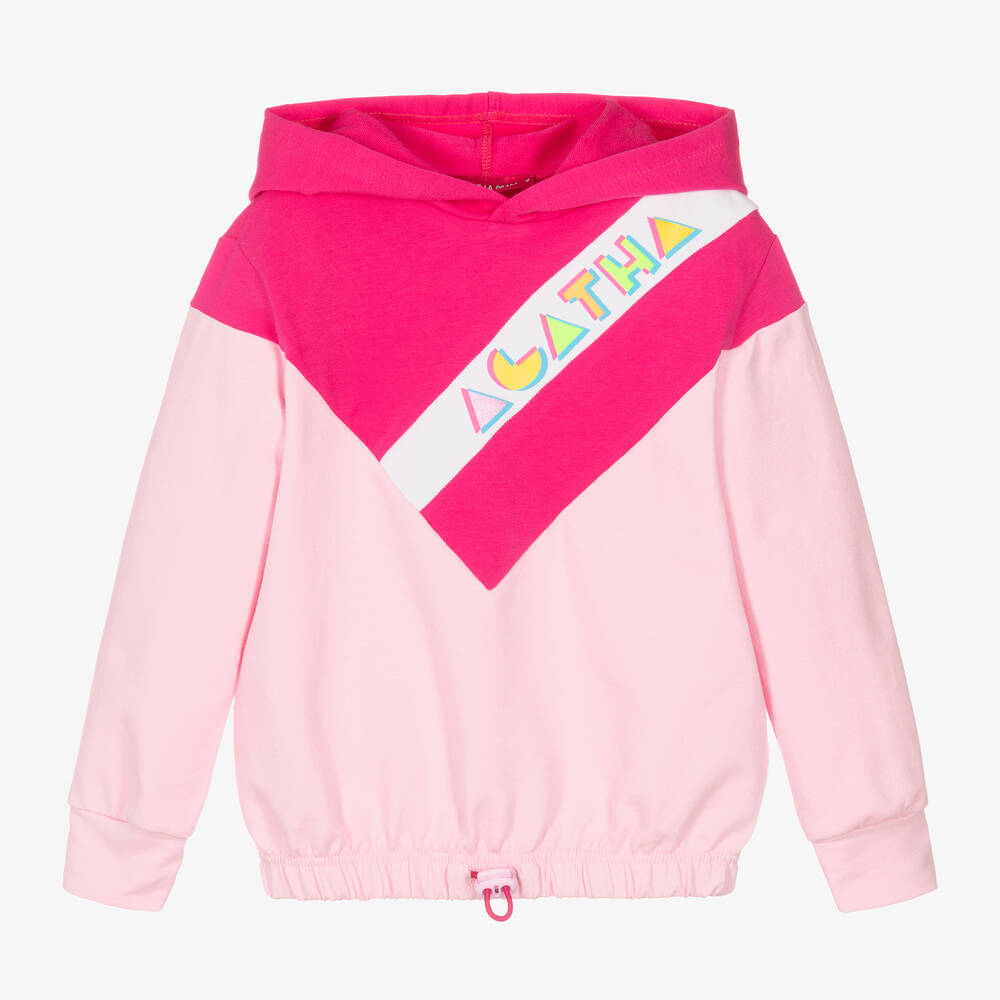 Agatha Ruiz de la Prada - Girls Pink Cotton Logo Hoodie | Childrensalon